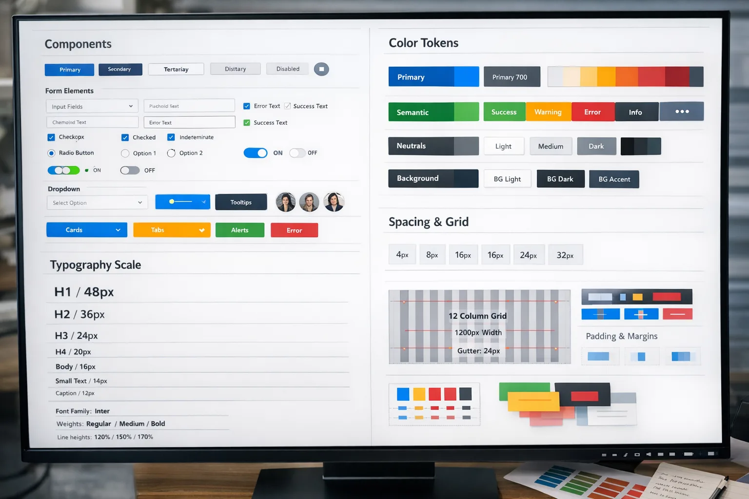 Design system for web and app interfaces