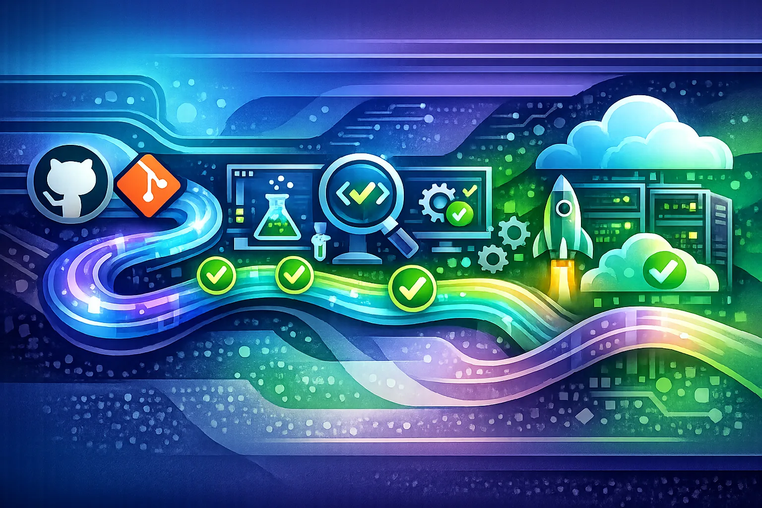 Diagram of DevOps CI/CD pipeline and cloud infrastructure