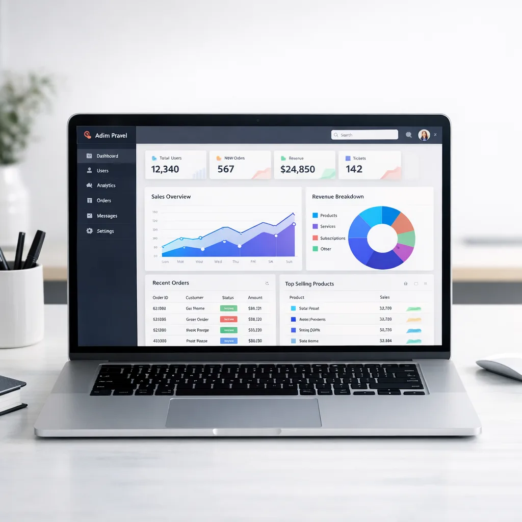Laravel admin panel and dashboards for a web application