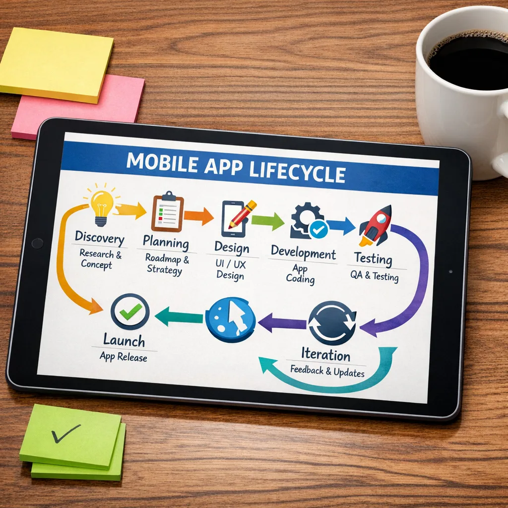 Mobile app project roadmap from discovery to launch
