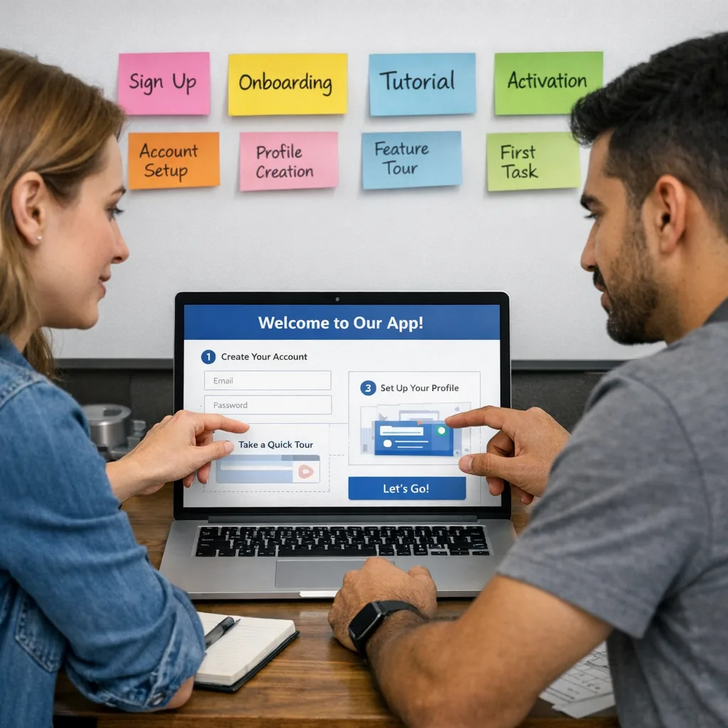 Team refining SaaS onboarding user journey