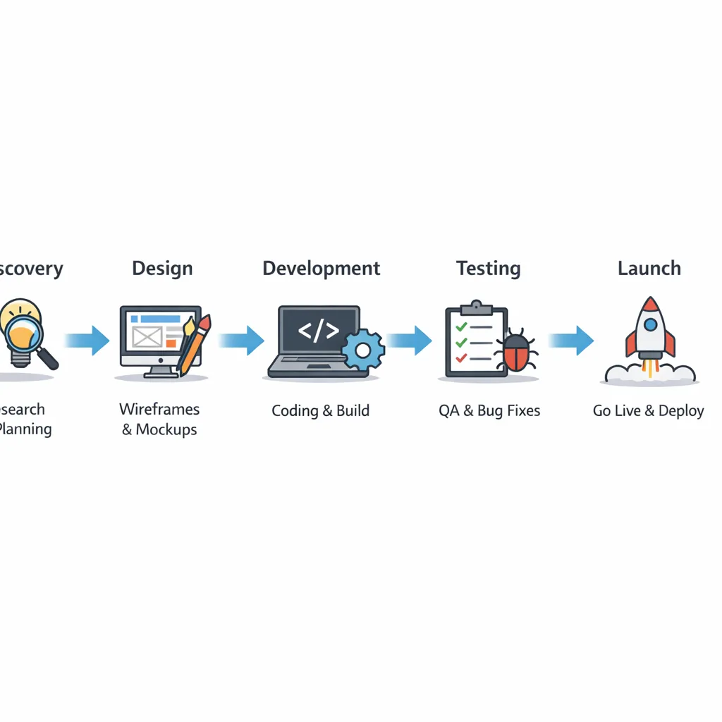 Roadmap for a web development project from discovery to launch