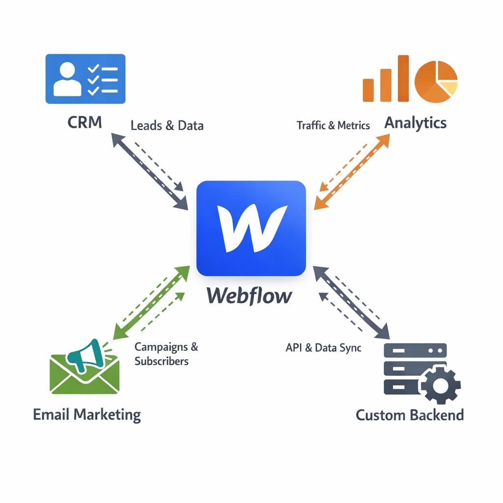 Diagram of Webflow architecture and business integrations