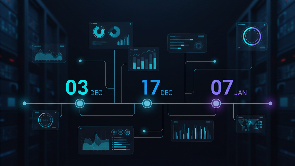 Timeline illustration highlighting Dec 3, Dec 11, Dec 17, and Jan 7 security milestones