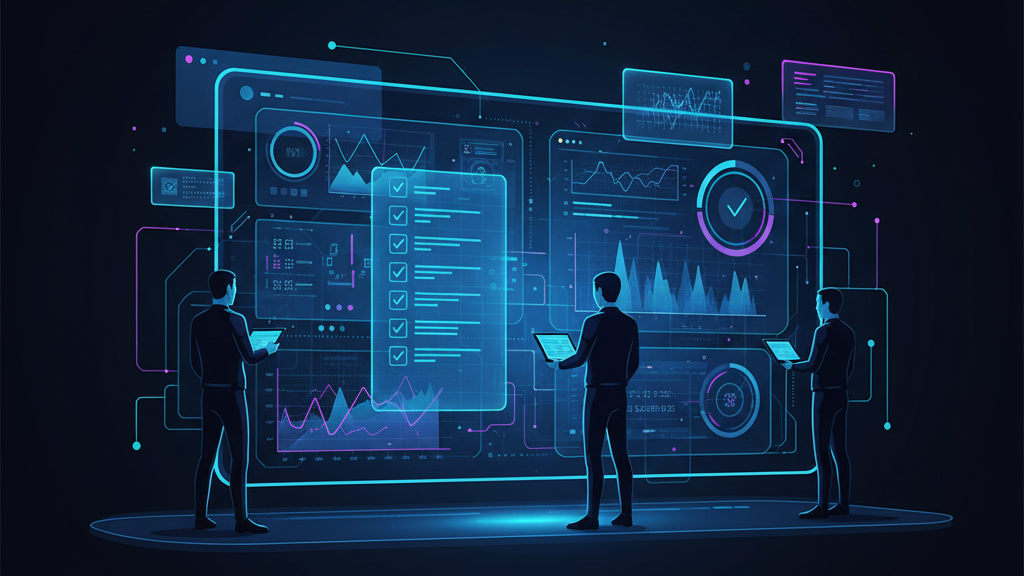 Team reviewing security dashboard and patch checklist