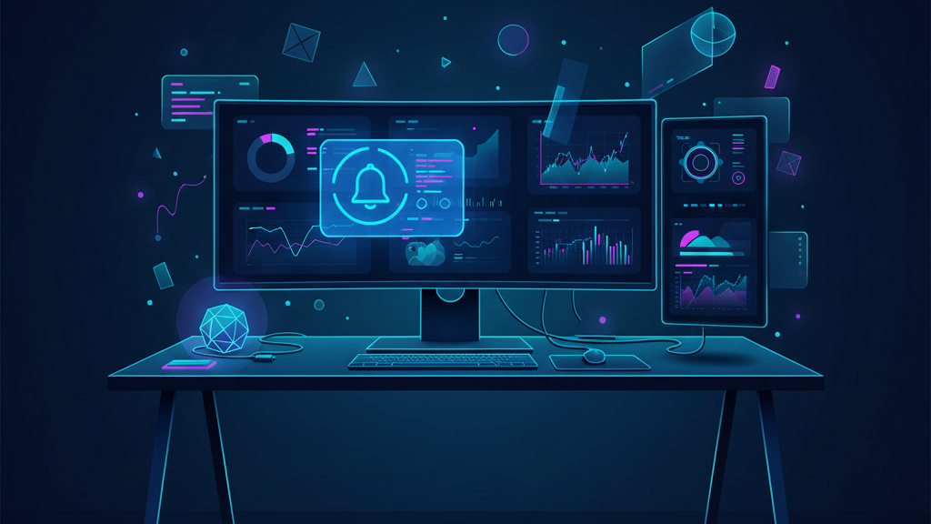 Developer desk at night with patch reminder