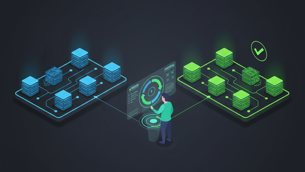 Engineer coordinating blue/green deployment