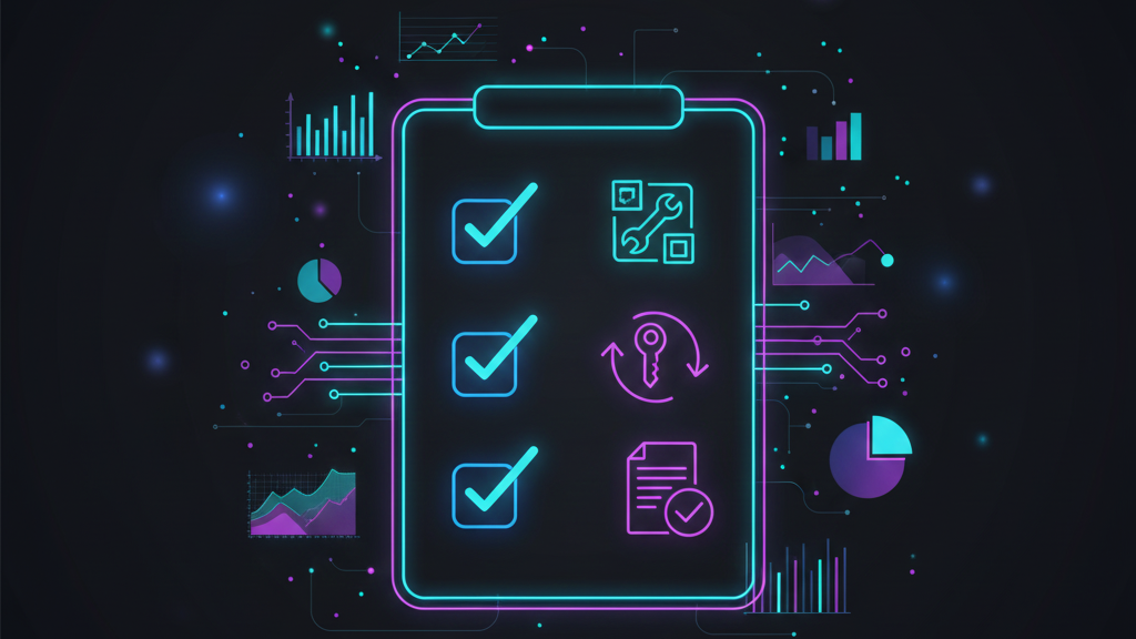 Checklist showing Patch, Rotate, Verify actions