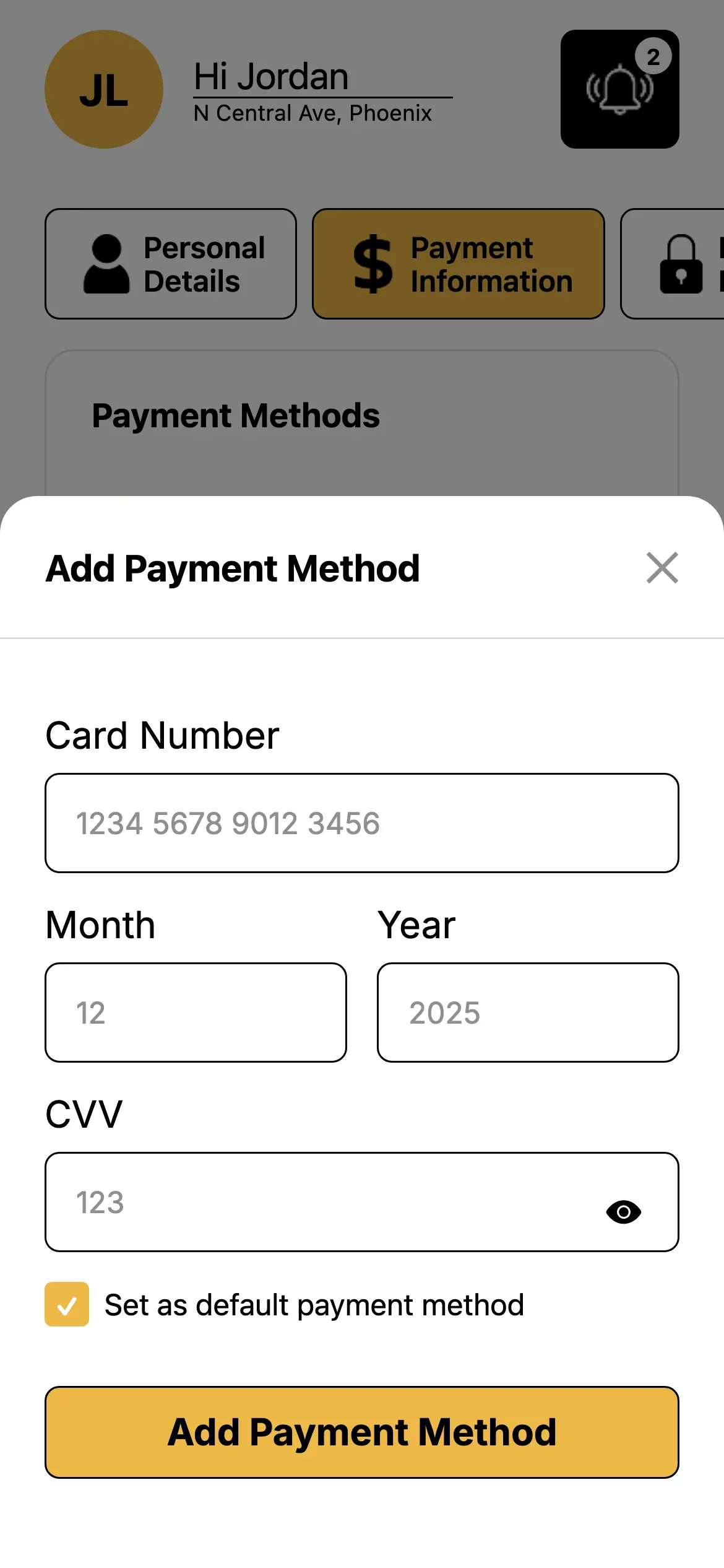 Sckootz: Add payment method form (empty, not submitted)