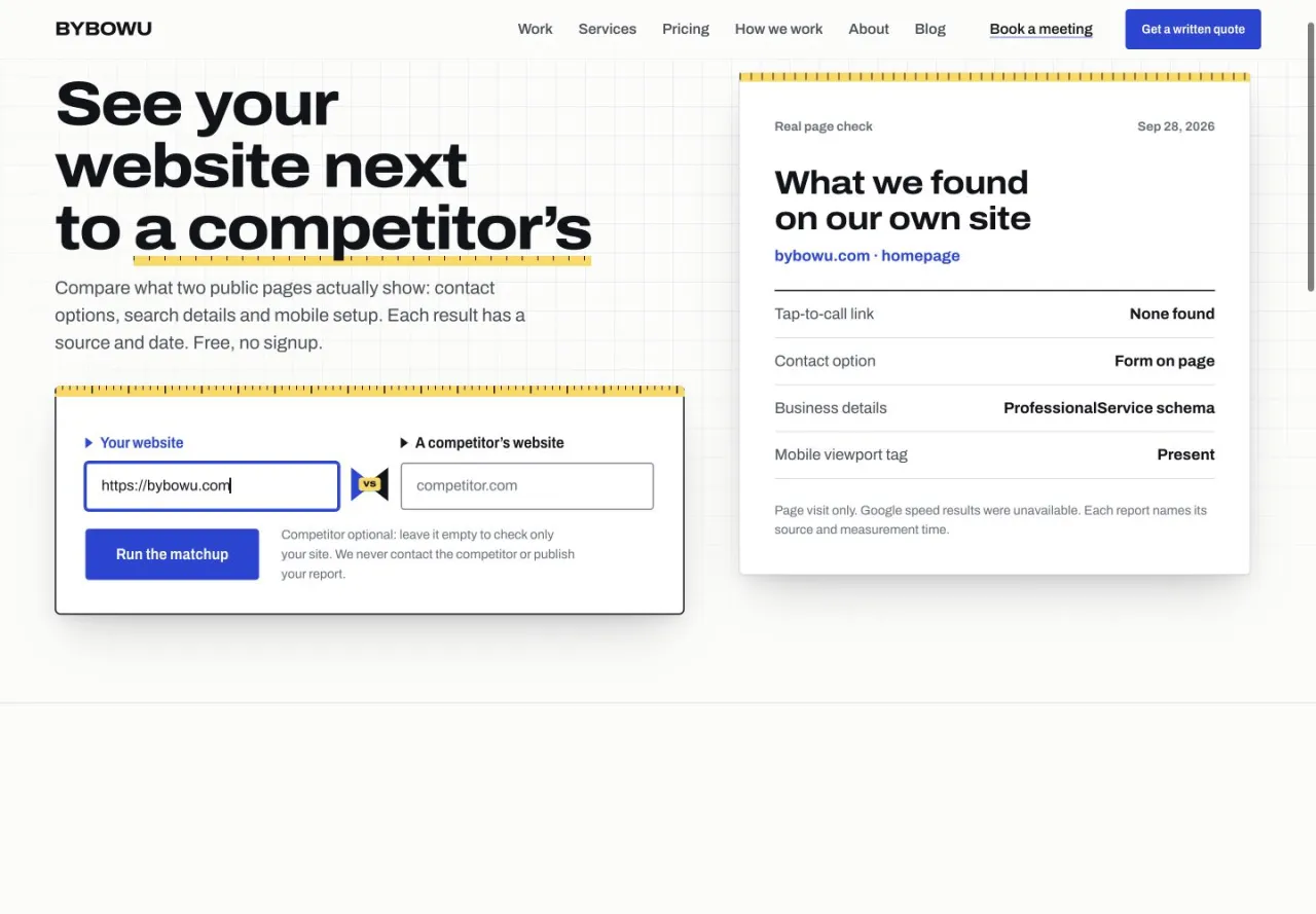 SiteMatchup: Entering a public website for review.