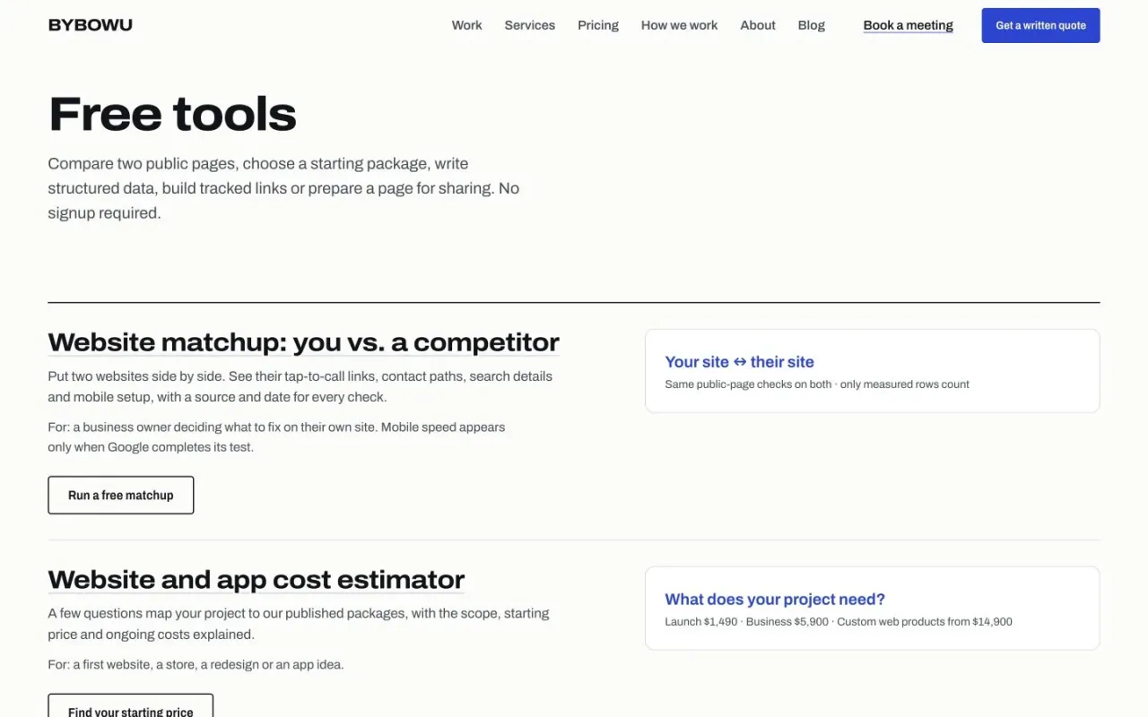 BYBOWU Free Tools: Small utilities for publishing a website