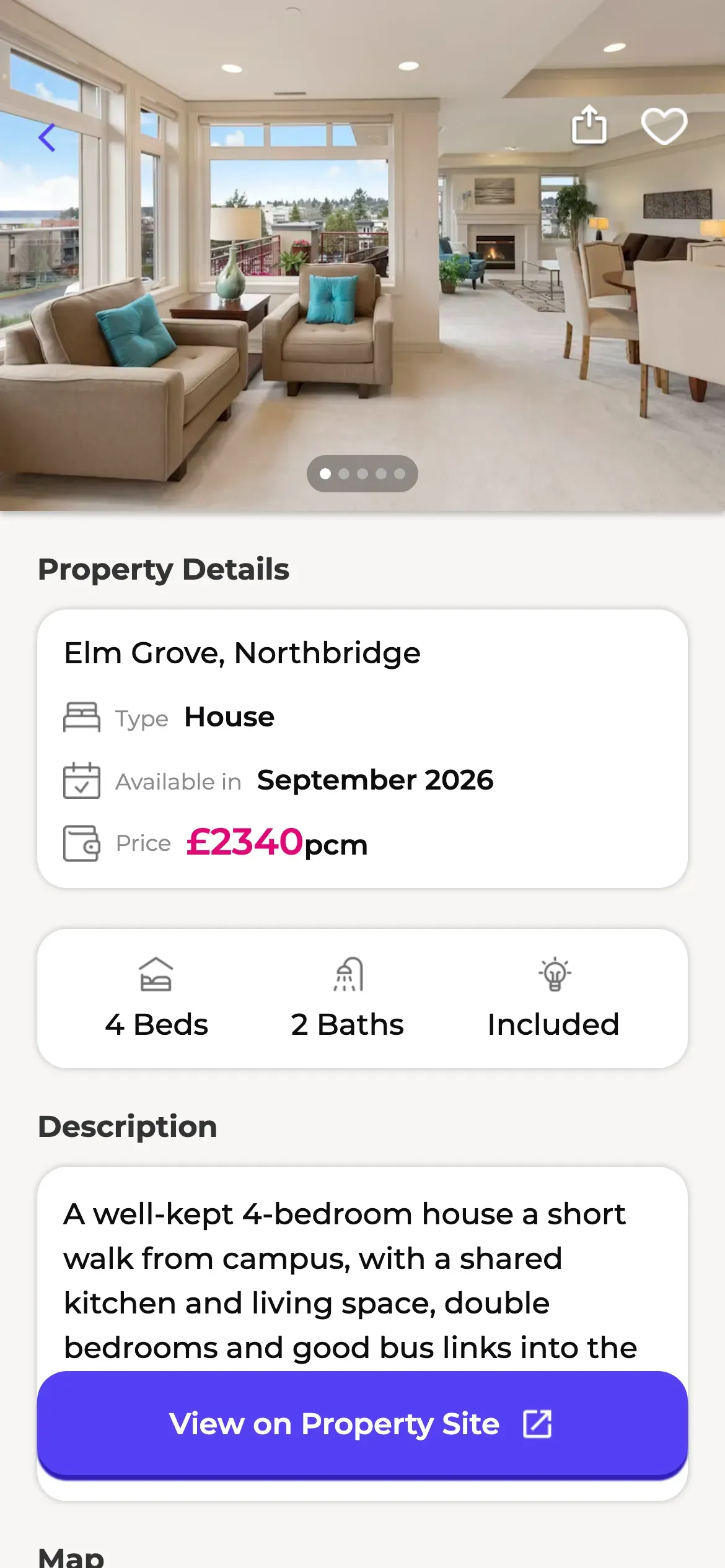 Roome: Property details with photos, availability and monthly price