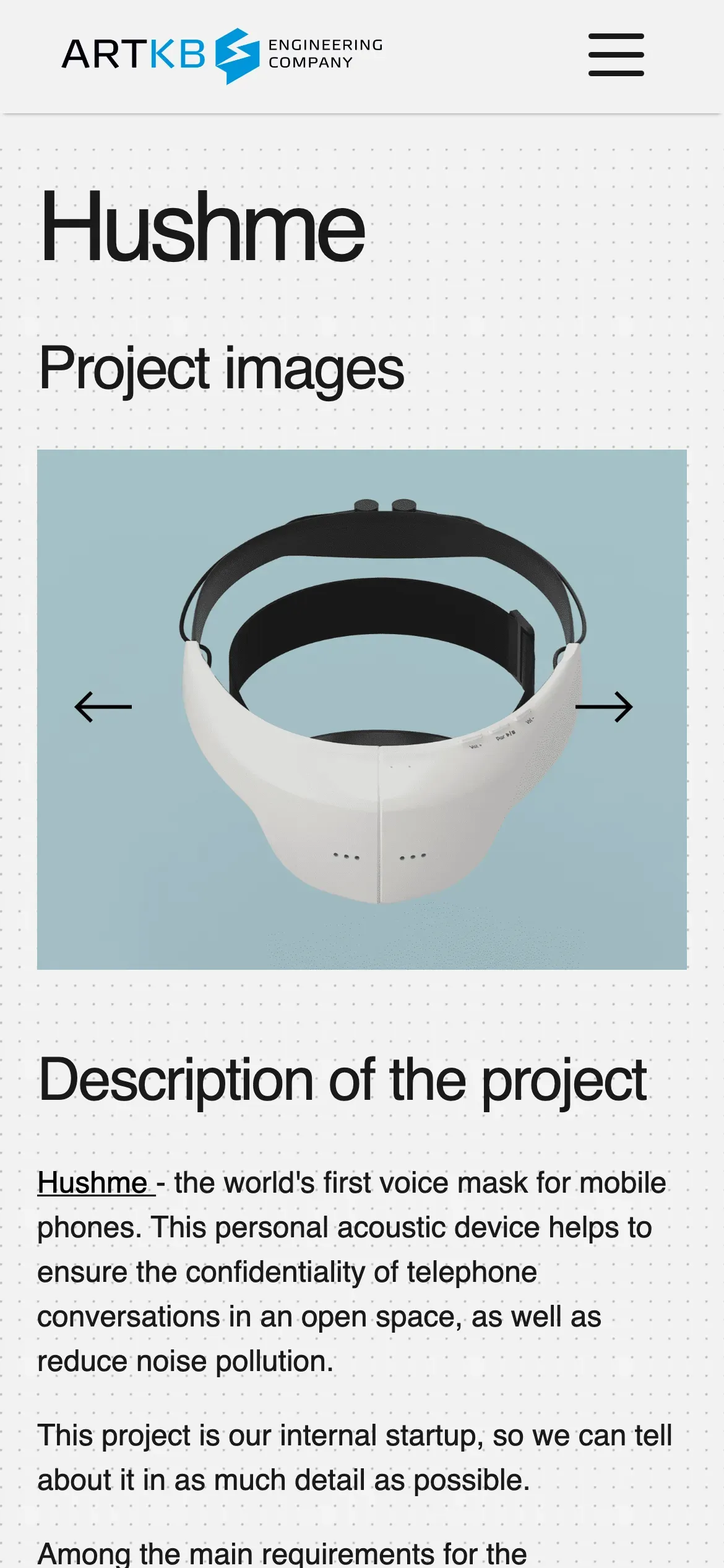 ARTKB: Project page on mobile