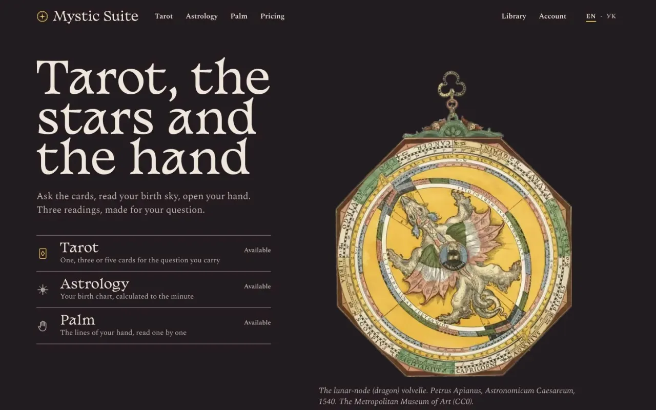 Mystic Suite: Three reading experiences on one platform