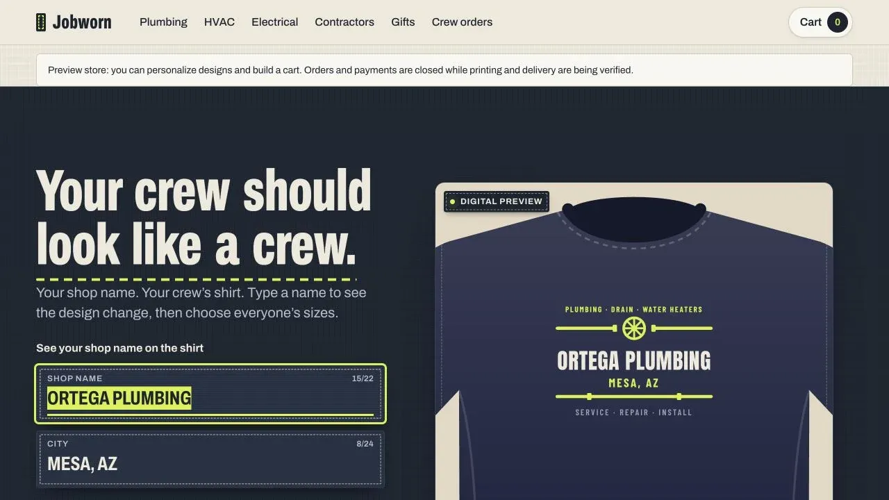 Jobworn: Preview a crew’s workwear before ordering