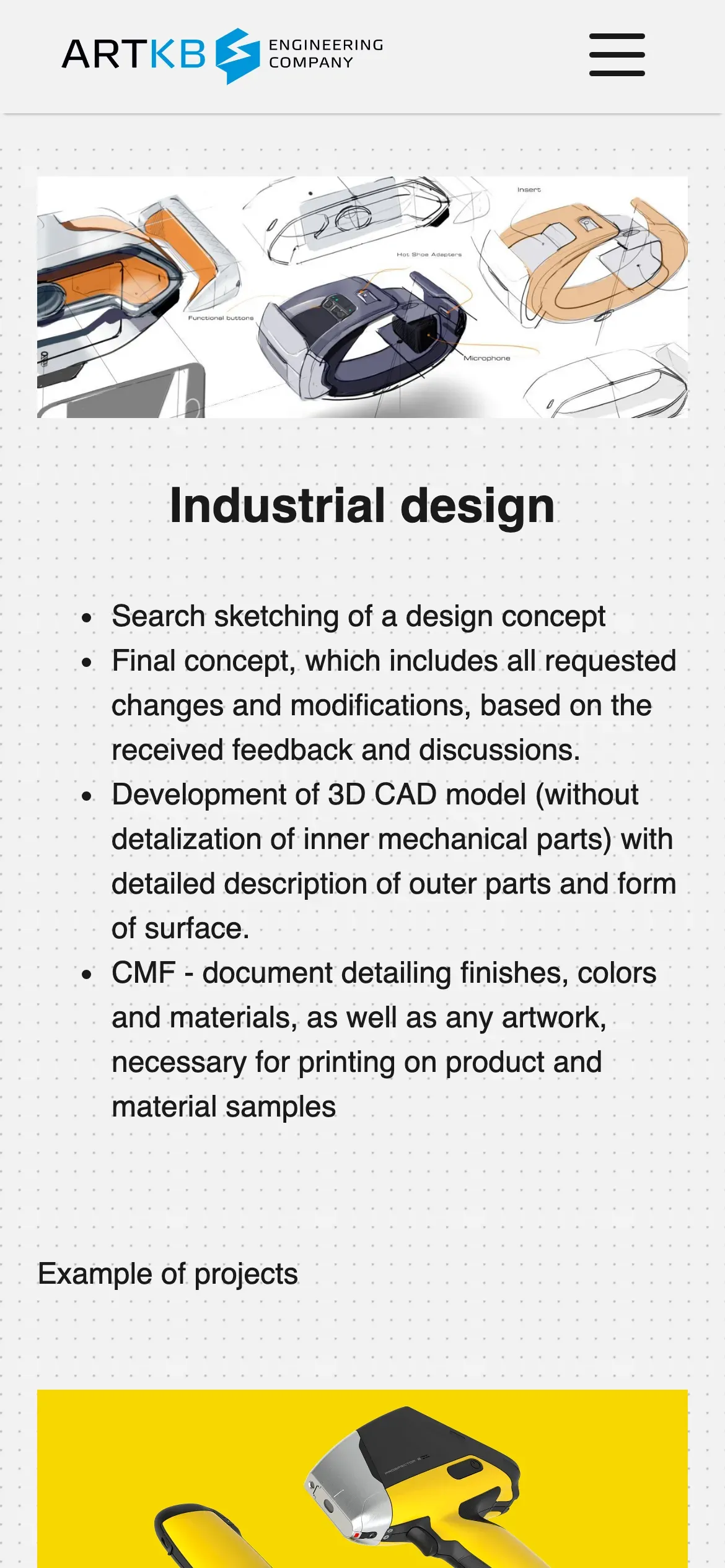 ARTKB: Service page on mobile