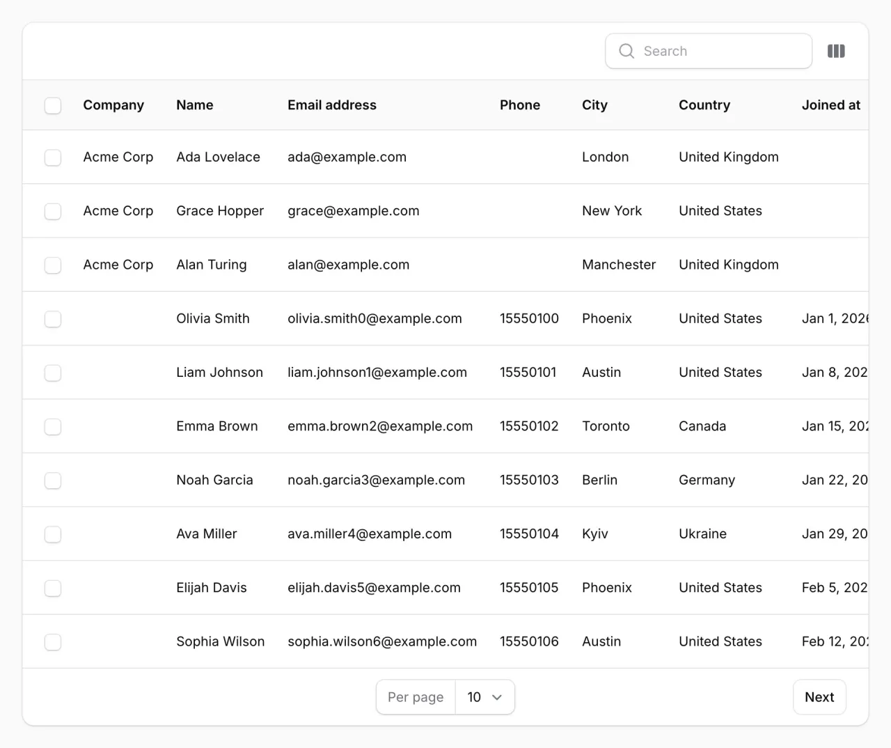 Filament Import: Original package documentation: imported fictional example records.