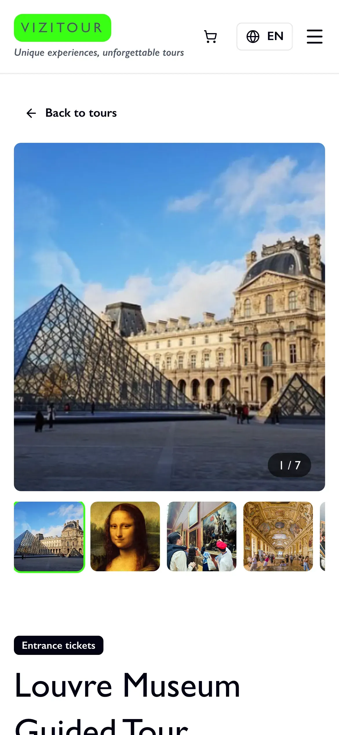 Vizitour: Tour page on mobile